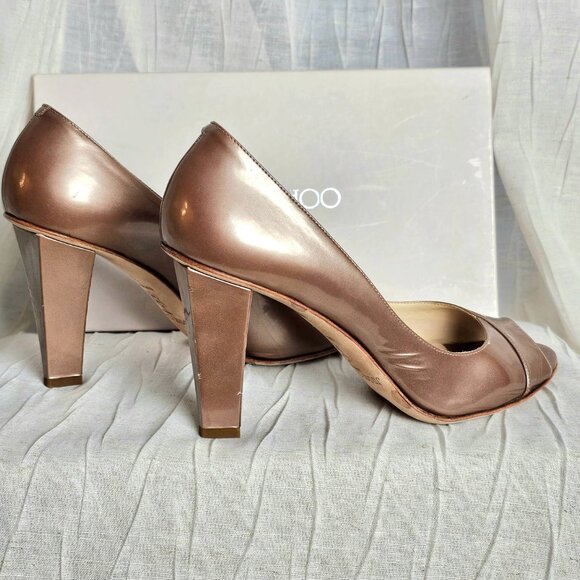Jimmy Choo Metallic Peep-Toe Heels – Size 39 – With Box & Dust Bag - Picture 5 of 16